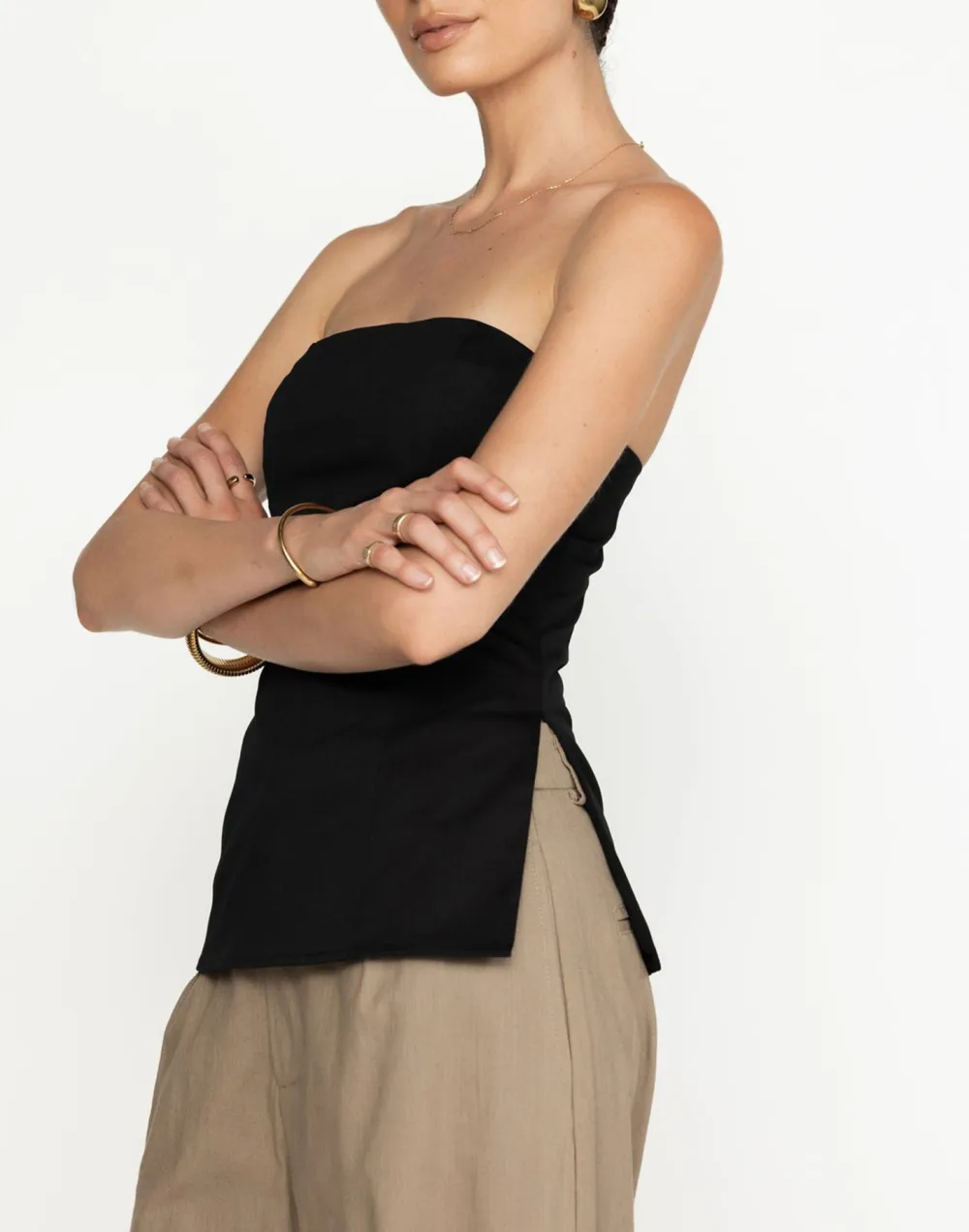 Designer Side Slit Off-Shoulder Top