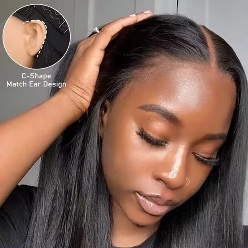 Glueless Straight Human Hair Wig 9x6 Lace Wig Pre Bleached Knots Ready to Go Wig