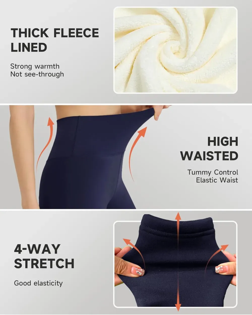 Fleece Lined Leggings for Women – Thick Winter Warm Thermal High Waisted Tummy Control Workout Yoga Pants