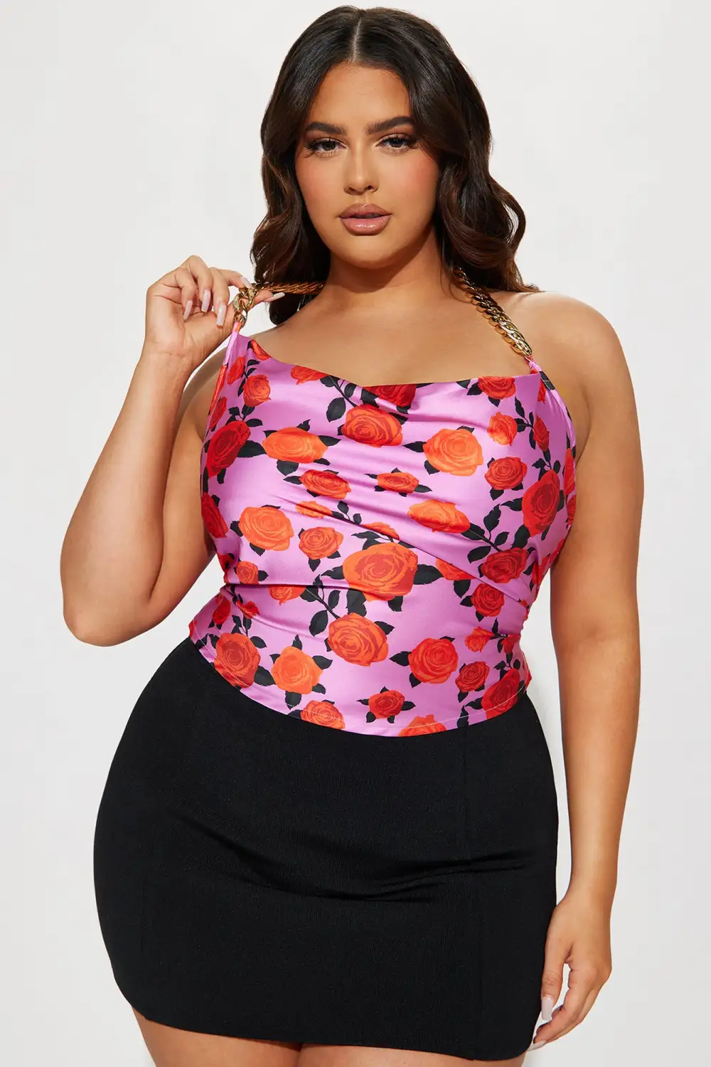 Send The Roses Floral Halter Top - Purple/combo