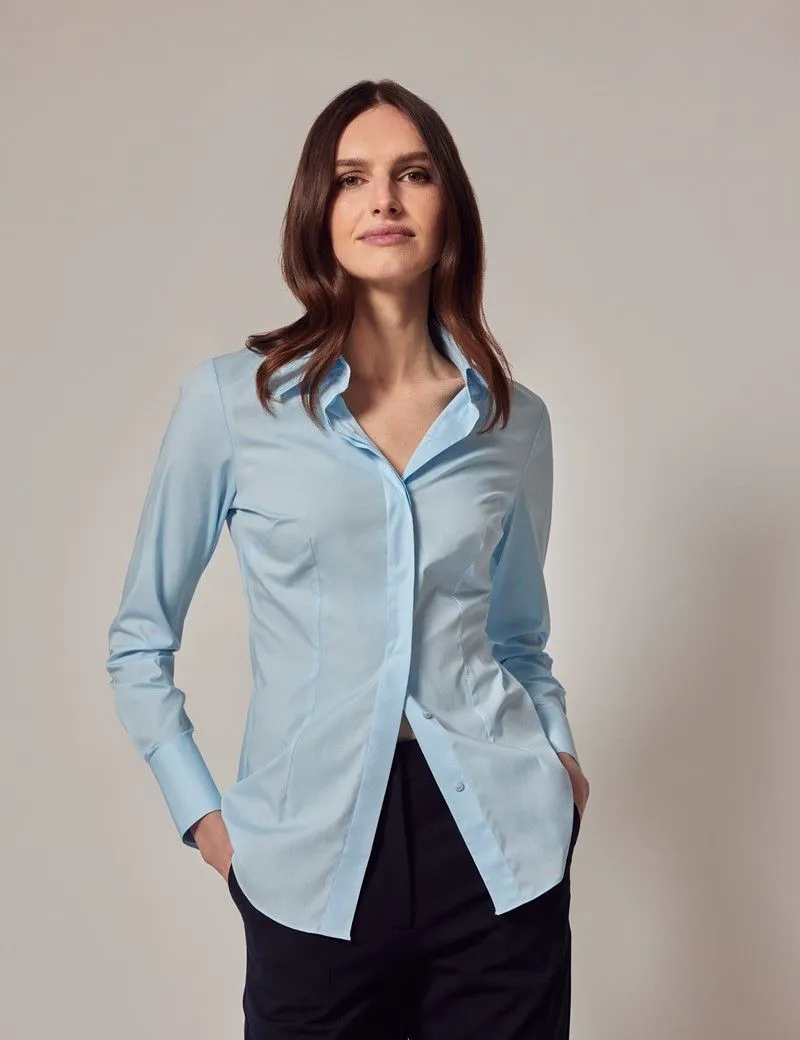 Cotton Stretch Fitted Shirt With Concealed Placket