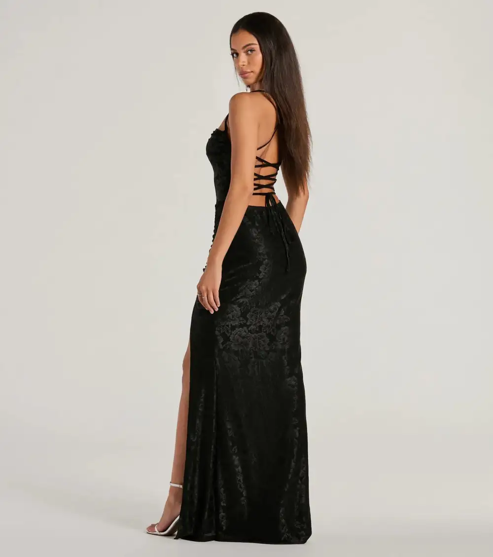 Kehlani Formal Floral Lace Slit Mermaid Dress