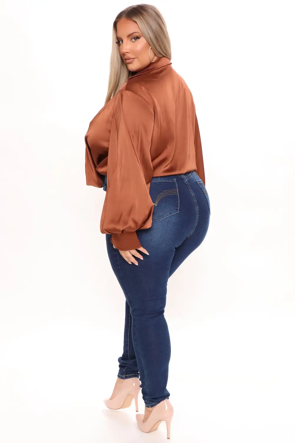 Cowl Could I Forget Satin Bodysuit - Copper