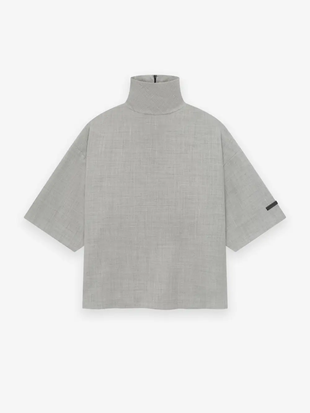 Wool Canvas High Neck Short Sleeve Shirt