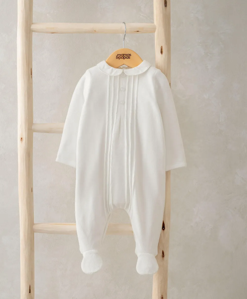 Velour Sleepsuit - White