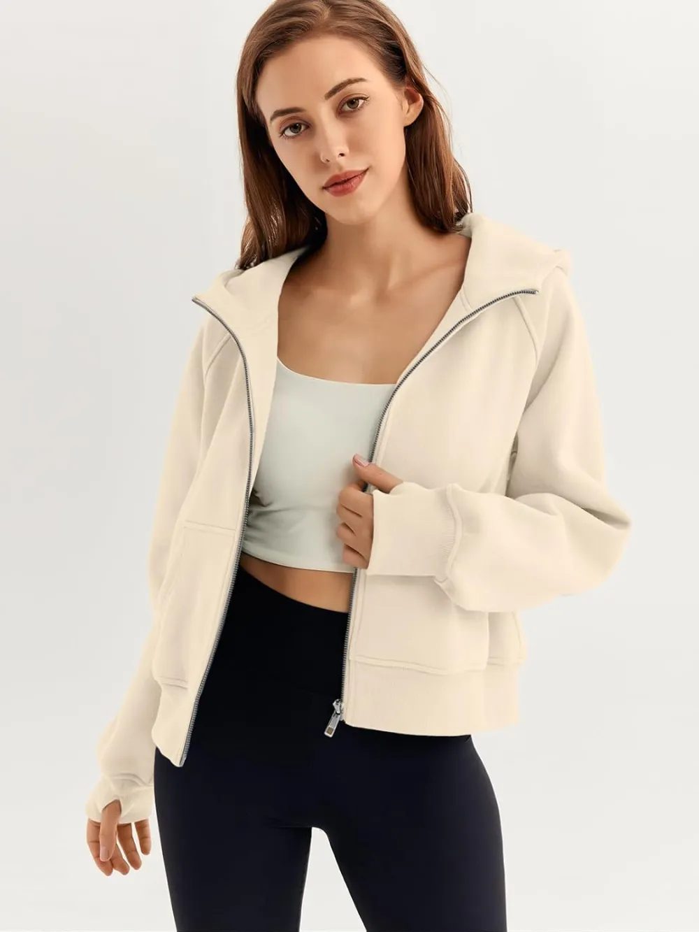 Womens Zip Up Hoodies Fleece Jackets Oversized Sweatshirts Fall Fashion Outfits 2024 Sweaters Winter Clothes