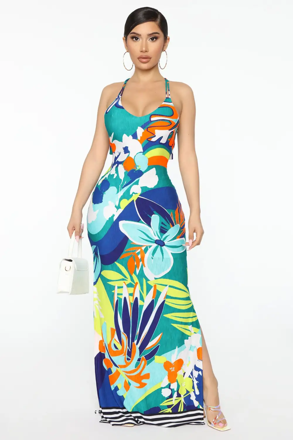 Brunch All Day Printed Maxi Dress - Turquoise