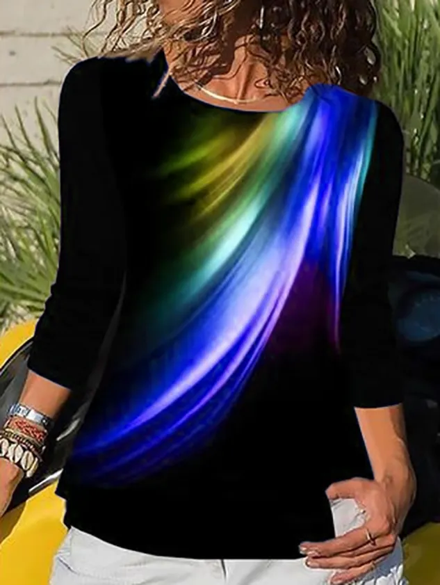 Women Summer Boho Sweet Long Sleeve Casual  Tops