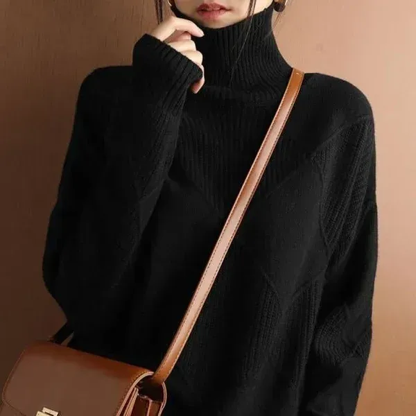 Loose Cashmere Turtleneck Sweater Cardigan-FREE SHIPPING