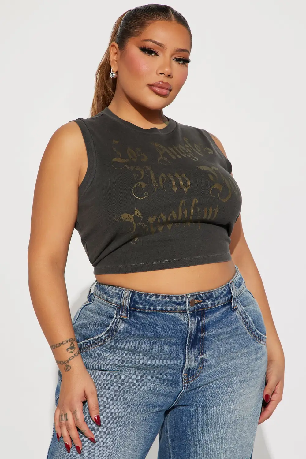 LA to NY Washed Tank Top - Charcoal
