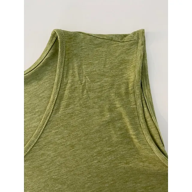 Women‘s Blouse T shirt Tee Basic Plain Daily V Neck Sleeveless Regular Summer Green White Black Blue Pink
