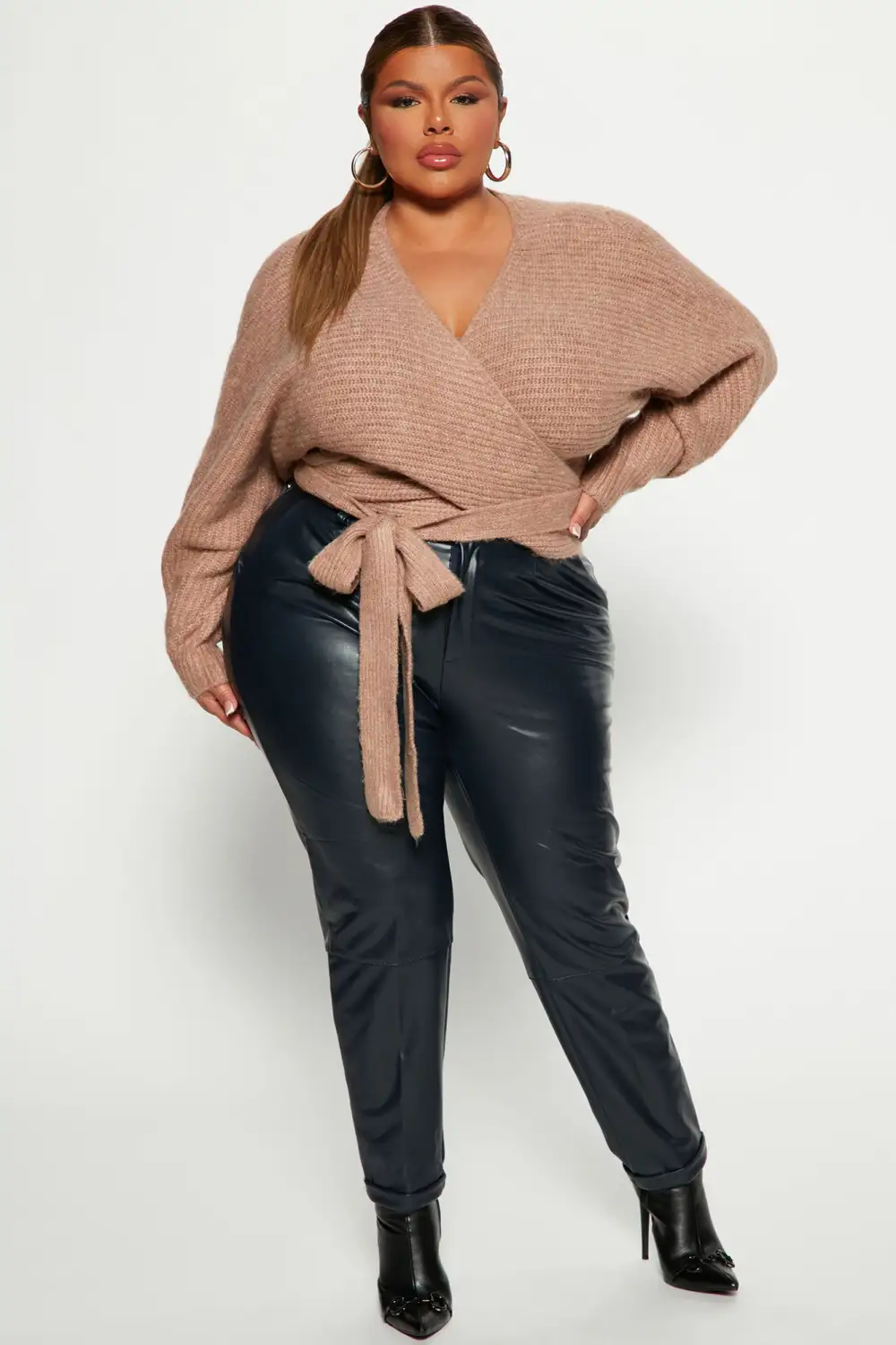 Under Wraps Rib Knit Sweater - Mocha