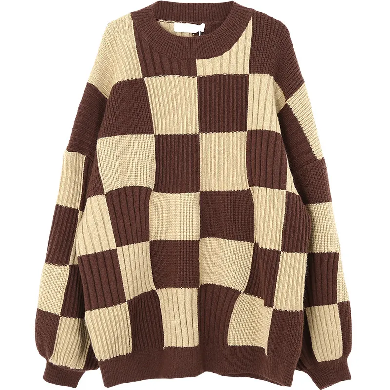 Vintage Checkered Knitted Sweater
