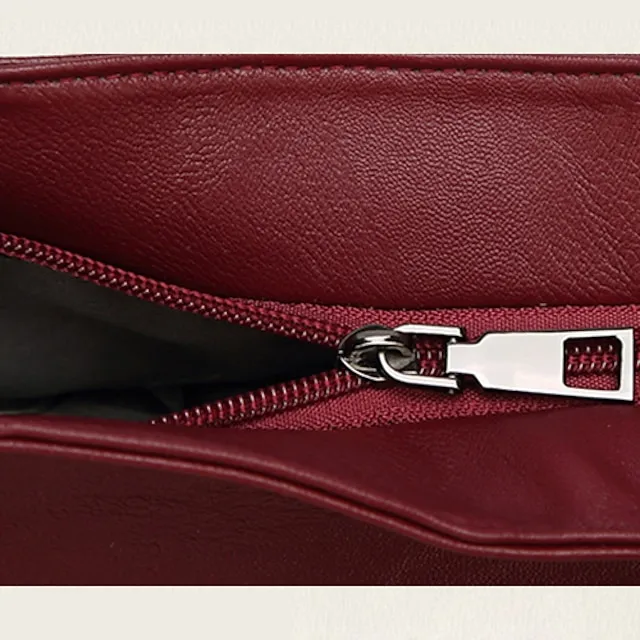 Women's Handbag Satchel Top Handle Bag PU Leather Office Daily Going out Zipper Solid Color Wine Black Brown