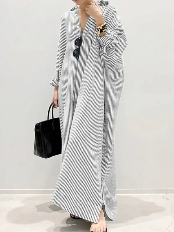 Women‘s Casual Dress Shirt Dress Cotton Dress Shift Dress Maxi long Dress Cotton Basic Casual Outdoor Winter Dress Daily Shirt Collar Button Split Long Sleeve Summer Winter Fall Spring 2023