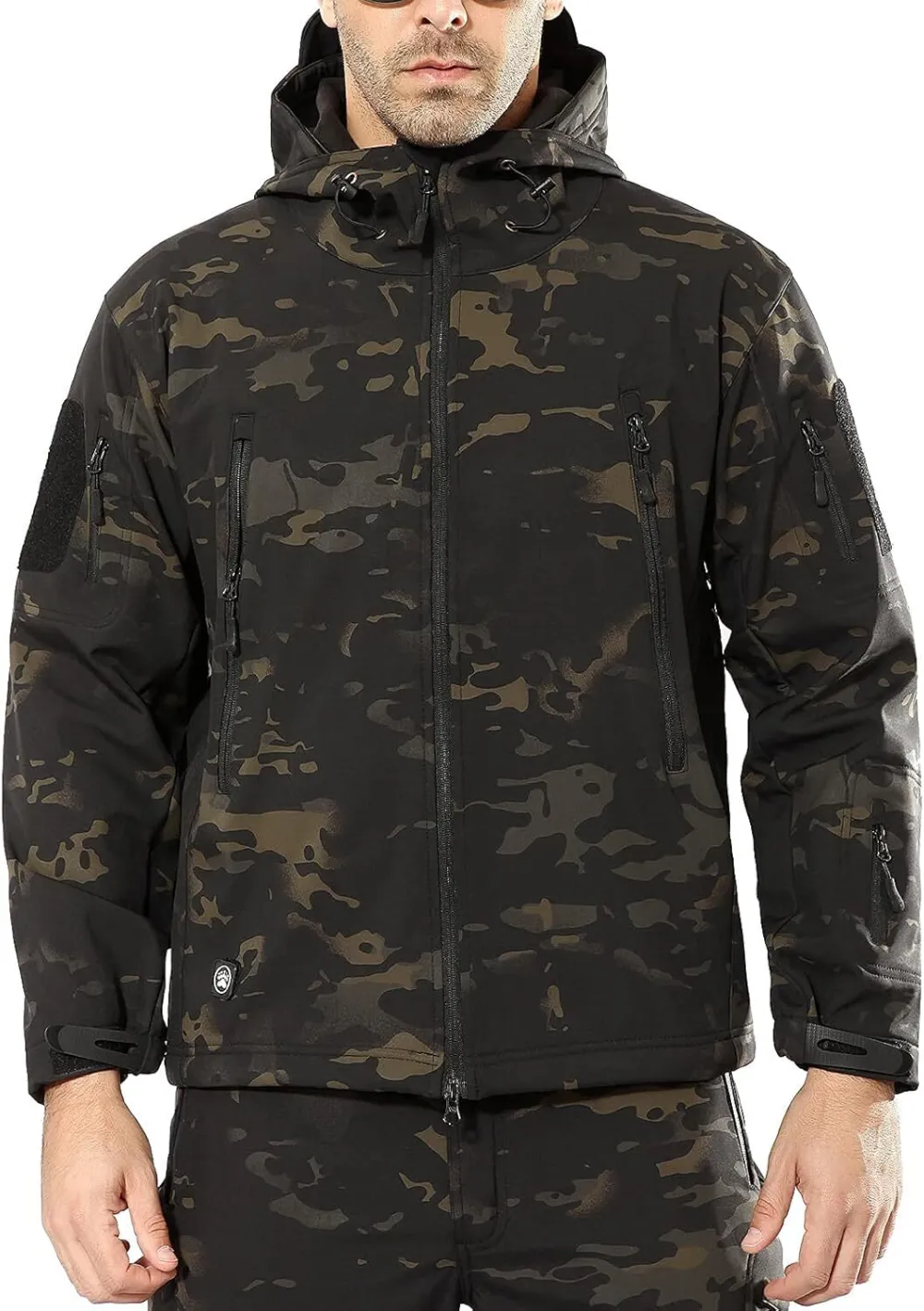 Men's Outdoor Waterproof Soft Shell Hooded Military Tactical Jacket