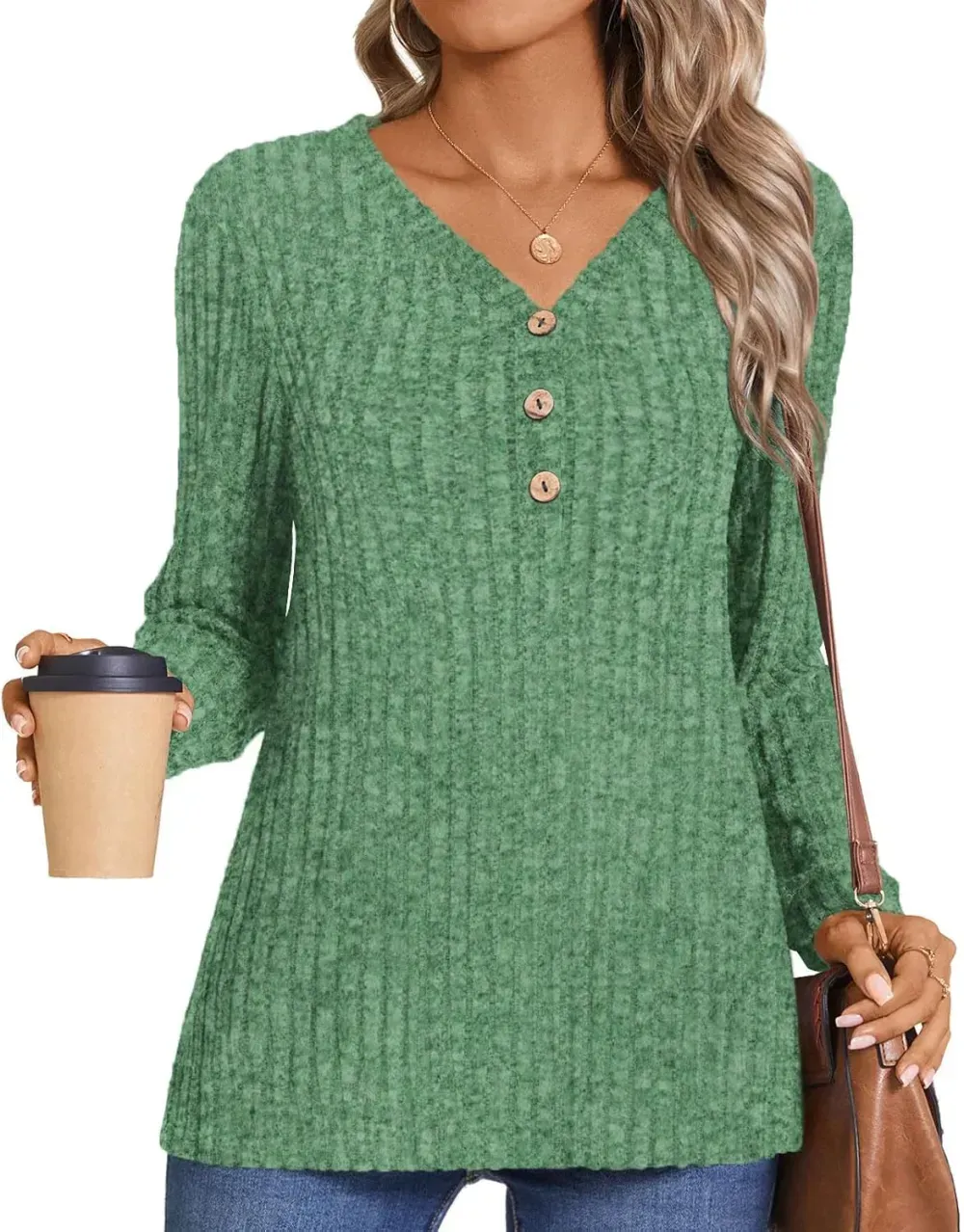 HOTGIFT Womens 2024 Fall Winter Tunic Tops Long Sleeve Casual T-Shirts Soft Comfy Stripe Blouse Lightweight