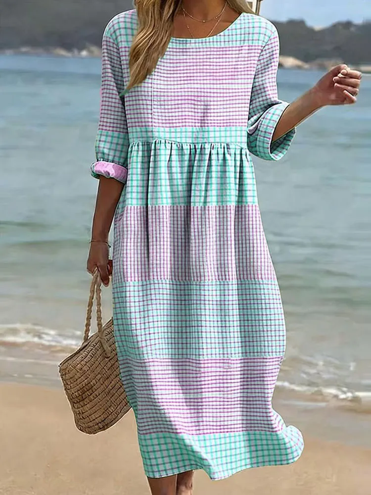 Women'S Casual Daily Striped Artistic Printed Dress