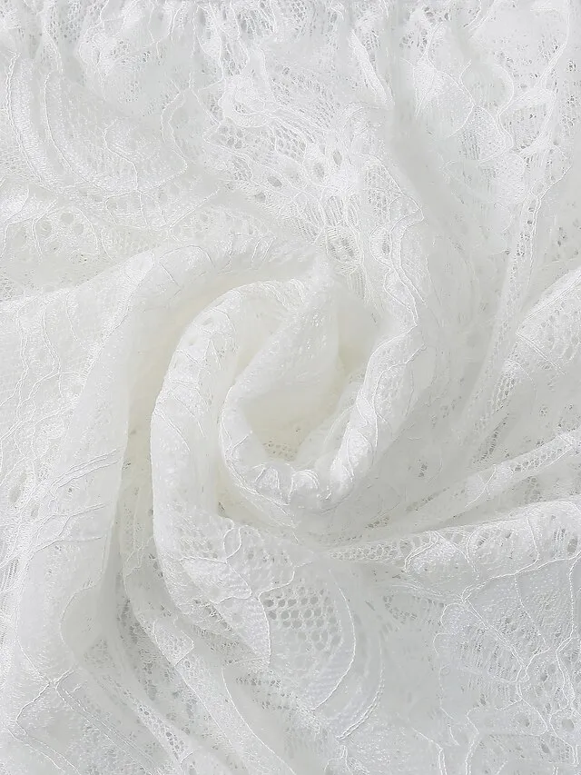 Women's Swimwear Cover Up Beach Top Normal Swimsuit UV Protection Lace Crochet Solid Color White Bathing Suits Modern Vacationy / Sweet / New / Padless