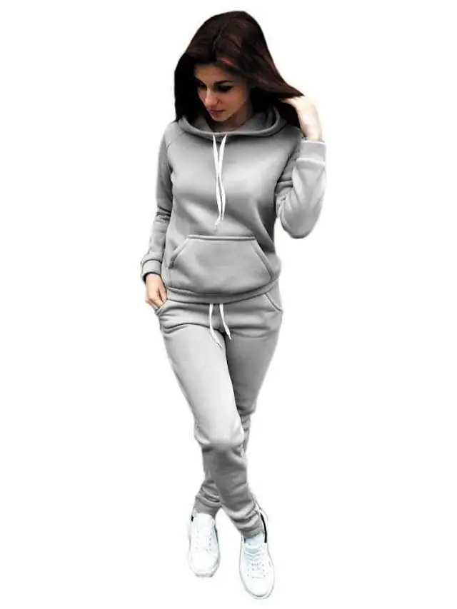 Women's Hoodie Tracksuit Pants Sets Sweatpants Joggers Active Streetwear Black Pink Sport Fitness Solid Color Drawstring Hooded S M L XL 2XL