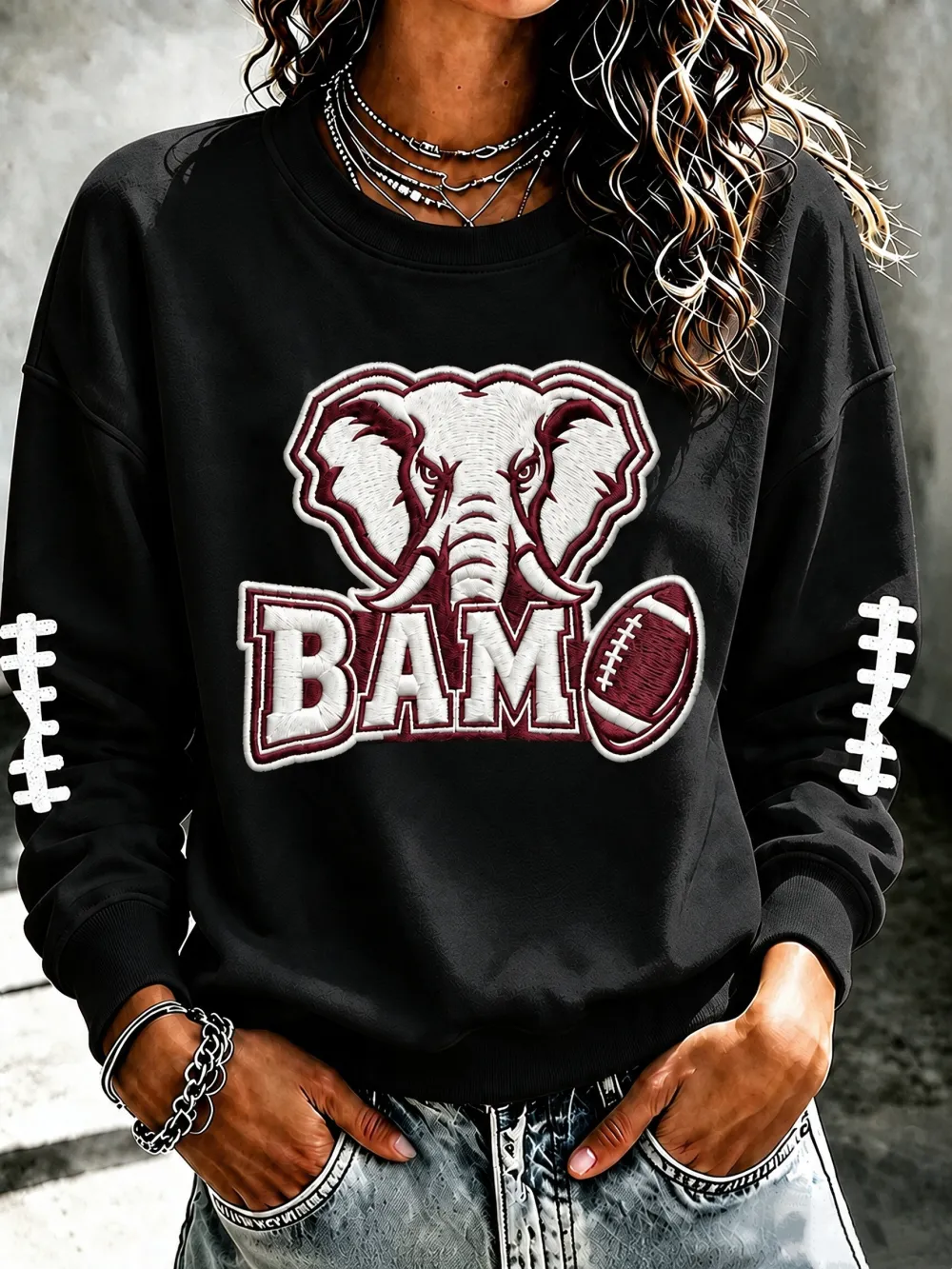 Women'S Football Printed Round Neck T-Shirt