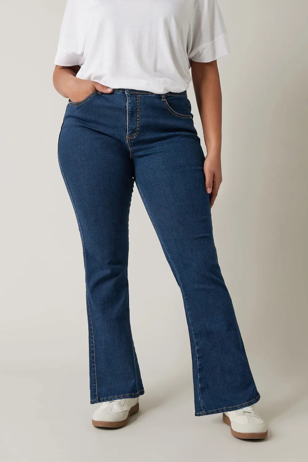 EVANS Curve Mid Blue Denim Bootcut Jeans