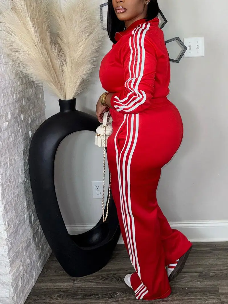 Casual Long Sleeve Zip Up Jacket & Pants Set