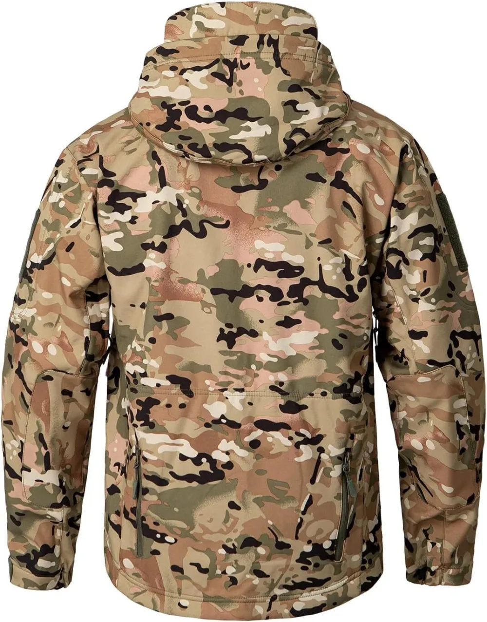 Men's Camo Quiet Hunting Jacket Waterproof Softshell Fleece Lined Camouflage Outdoor Hiking Fishing Coat