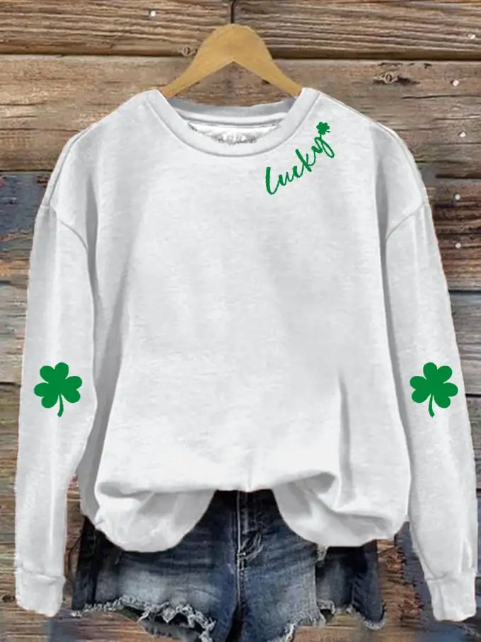 Women's St. Patrick's Lucky Clover Printed Sweatshirt