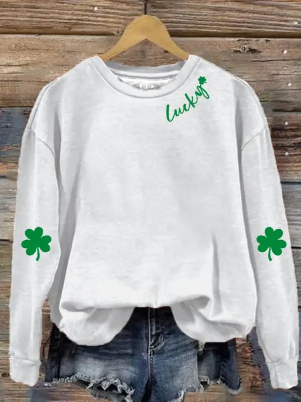 Women's St. Patrick's Lucky Clover Printed Sweatshirt