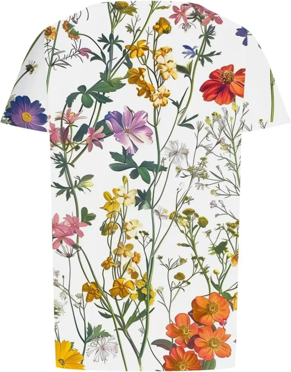 Womens Summer Pleated Front Shirts Tunics Casual Short Sleeved Loose Round Neck Boho Printed Tops Vacation Blouse