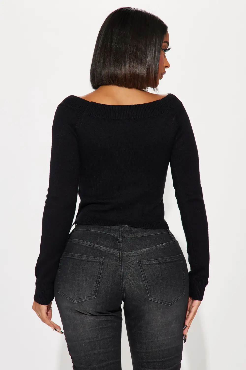 Cellie Off Shoulder Sweater Top - Black