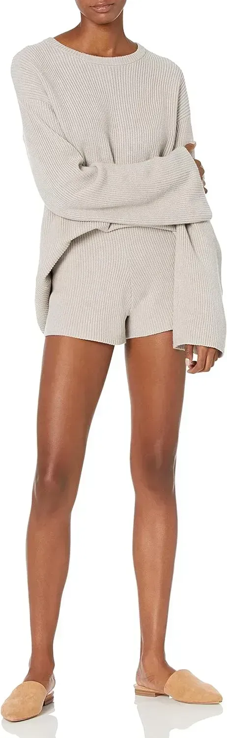 Women's Alice Crewneck Back-Slit Ribbed Pullover Sweater