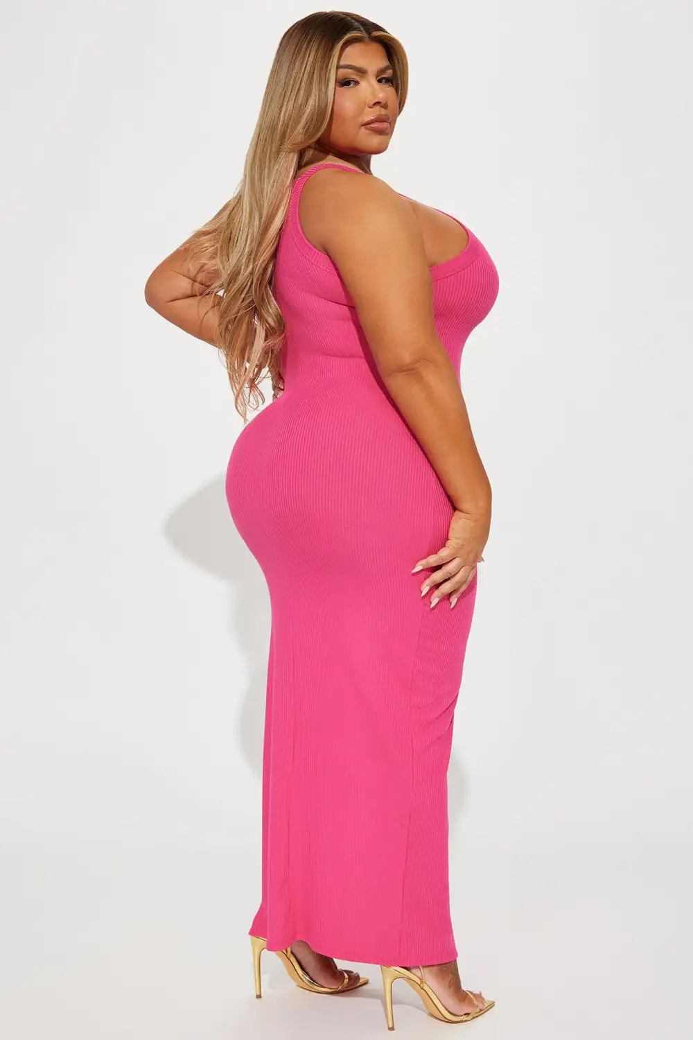 Meena Ribbed Maxi Dress - Fuchsia