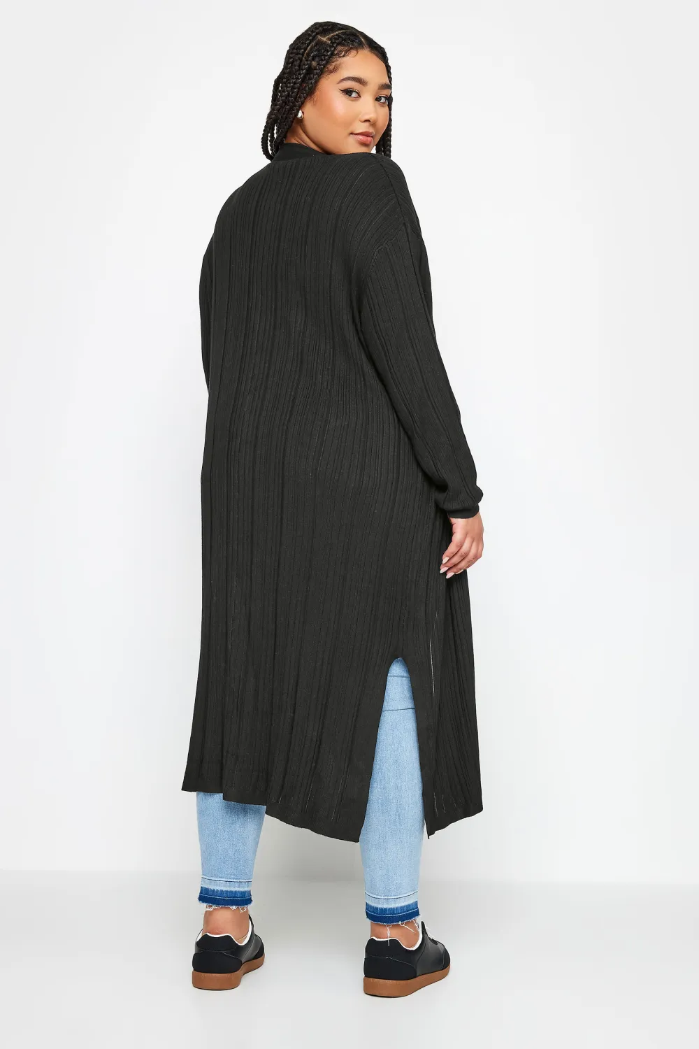 YOURS Curve Khaki Green Longline Ribbed Cardigan