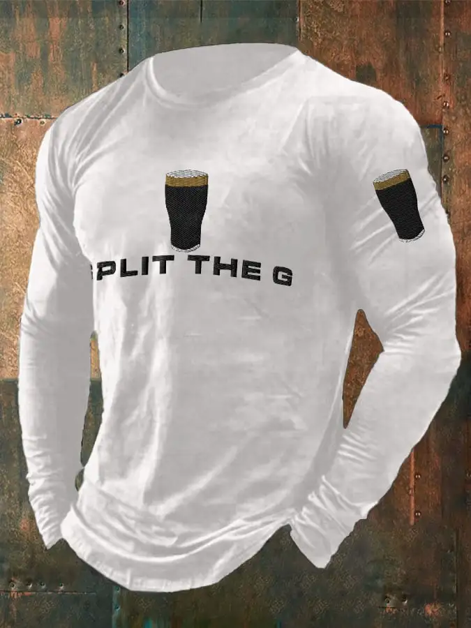 Men's Retro St Patrick's Day Split The G Guinness Beer Print T-Shirt