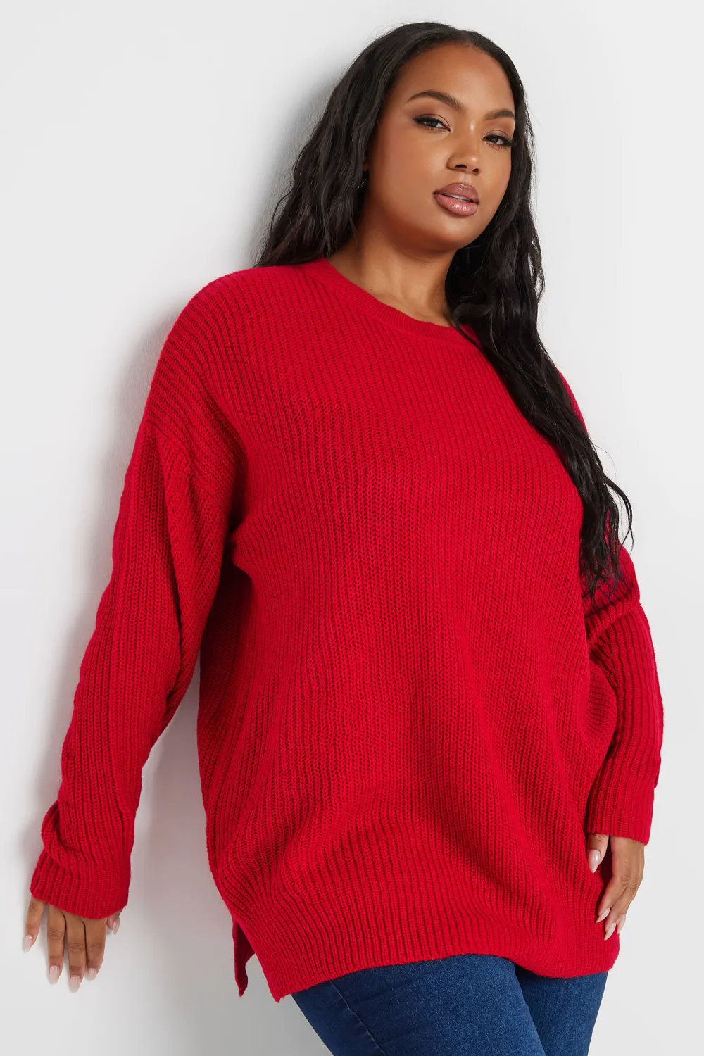YOURS Curve Grey Drop Shoulder Knitted Jumper