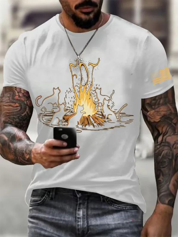 Men'S T-Shirt Men'S Cat FDT Print Casual T-Shirt