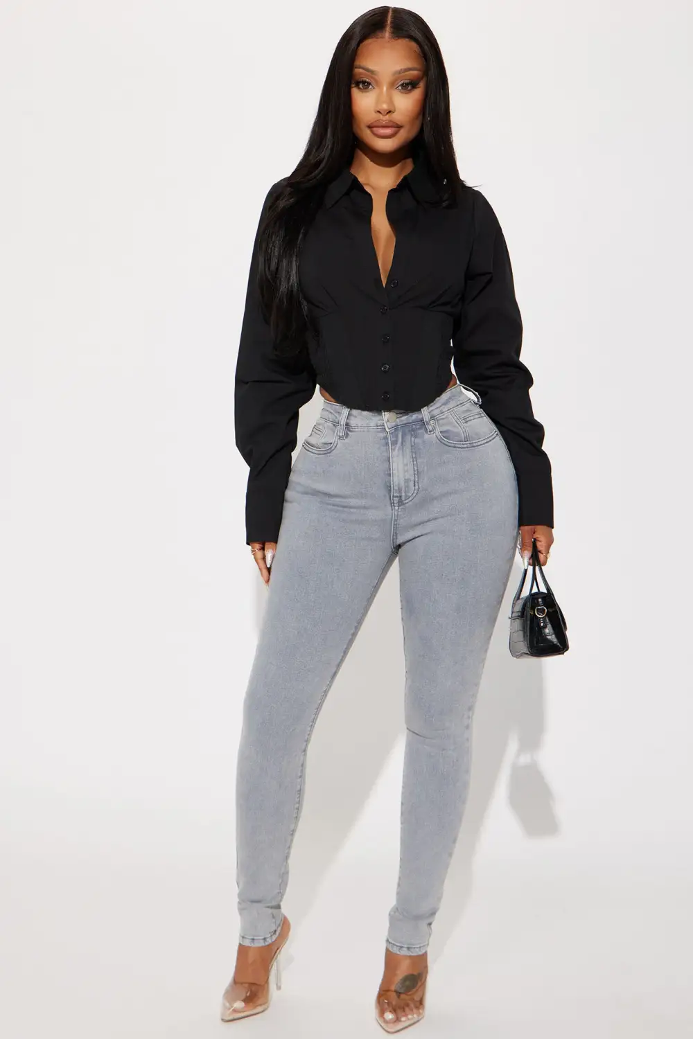 Endless Talks Corset Shirt - Black