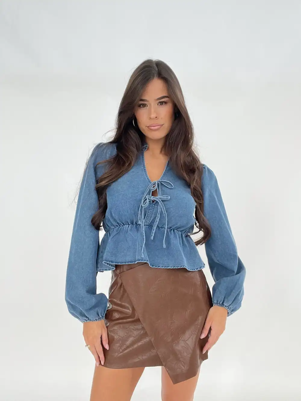 Denim Drop Waist Tie Top