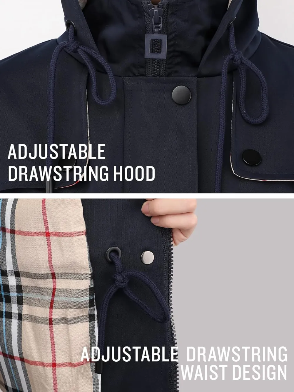 Women's Long Hooded Rain Jacket Outdoor Raincoat Windbreaker