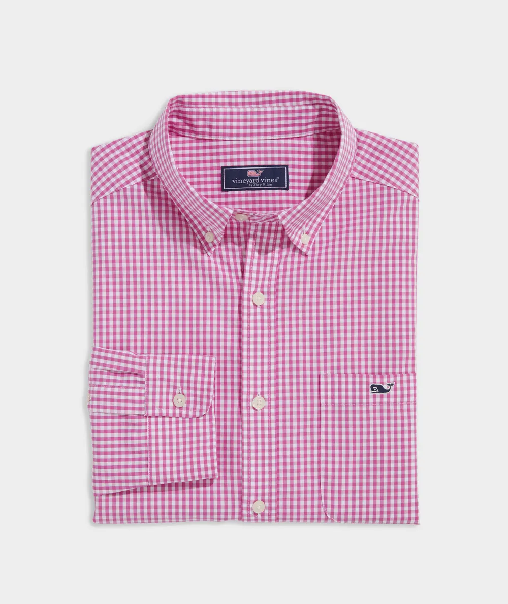 Stretch Poplin Gingham Shirt