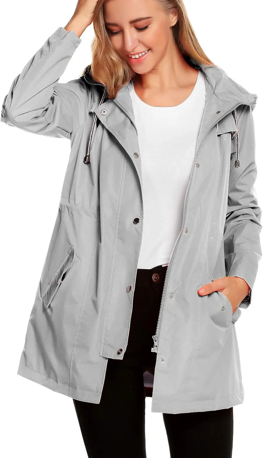 Womens Lightweight Hooded Waterproof Active Outdoor Rain Jacket S-XXL