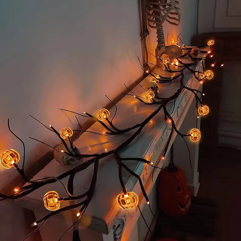 Halloween Decorative Vine Light LED Simulated Tree Light Spider Bat Branch Light Ghost Festival Atmosphere Decoration Light