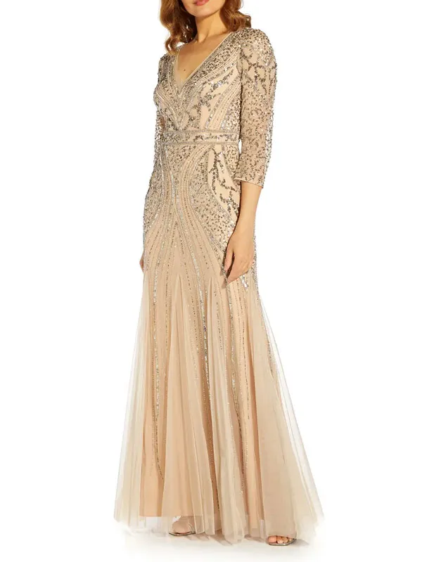 Mid-sleeve high-end lace elegant wedding ladies dress