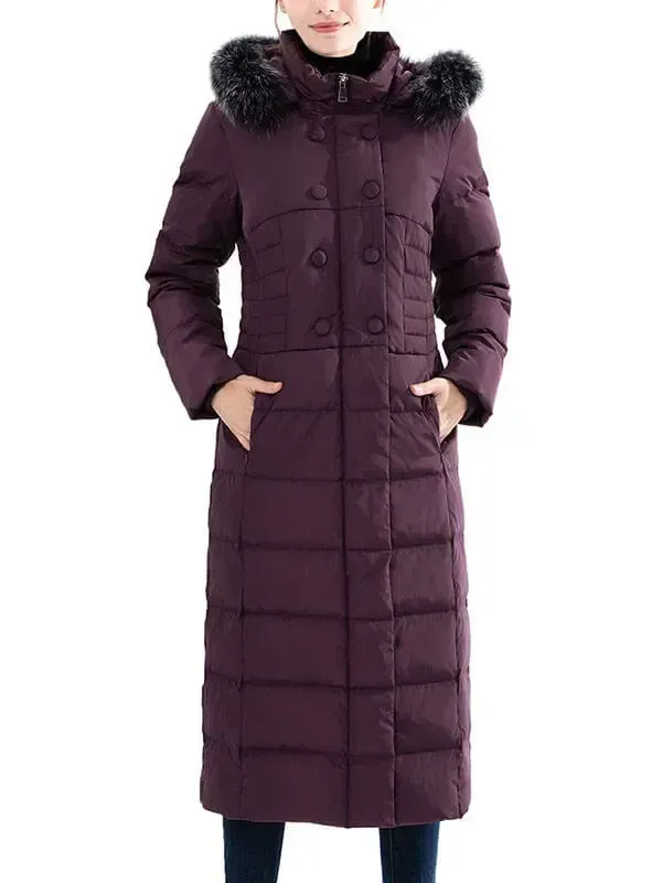Women's hooded padded long down jacket fan fun down coat
