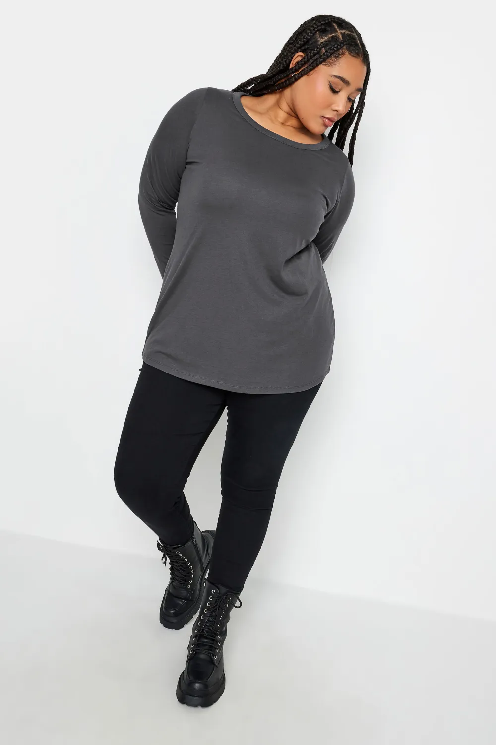 YOURS Curve Black Cotton Long Sleeve T-Shirt