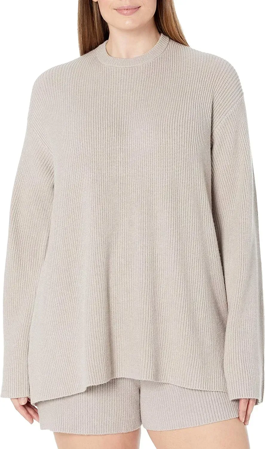 Women's Alice Crewneck Back-Slit Ribbed Pullover Sweater