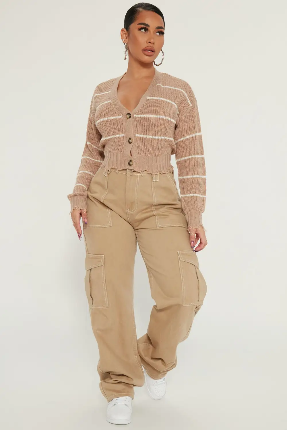 Seeing Stripes Cardigan - Taupe/combo