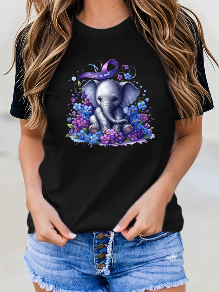 Women'S T-Shirt Forget Me Not Alzheimer'S Awareness Prints